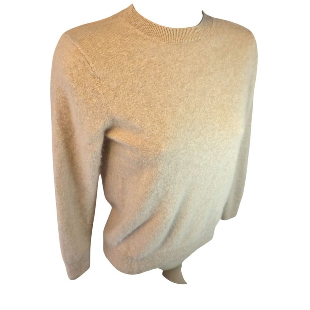 Hilary Radley Classic Cashmere Crew Neck Sweater Women Sz XS Oatmeal Long Sleeve